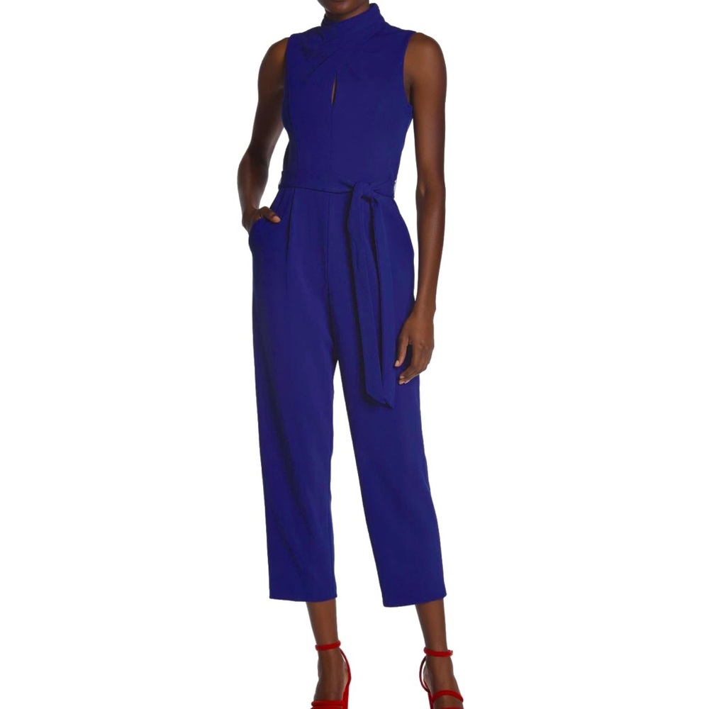 Calvin Klein Twist Key Hole Neck Crepe Jumpsuit